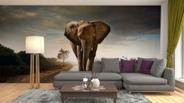 woonkamer voorbeeld olifant behang